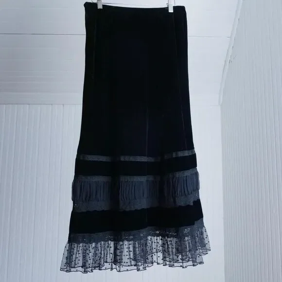Y2k black velvet midi skirt - Picture 7 of 7